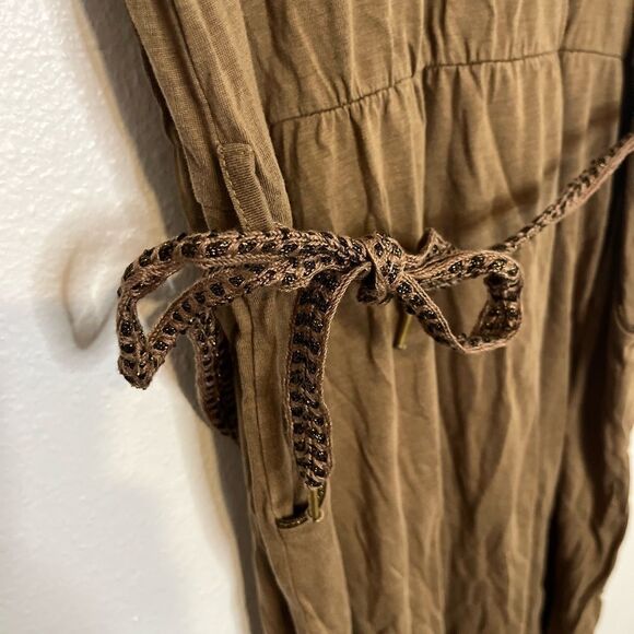 Sessun soft belted Brown/green Dress with pockets and belt, size M - Picture 2 of 10